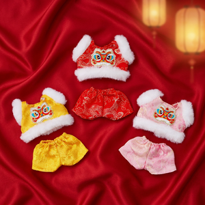 Vêtements <span class=keywords><strong>de</strong></span> poupée du Nouvel An chinois en gros, stock disponible, 13-17 cm, en tissu personnalisable, élément <span class=keywords><strong>de</strong></span> danse du lion du Festival du Printemps - Product Image 1