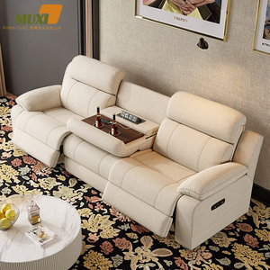 Sofa santai elektrik Modern, furnitur teater rumah 3-tempat duduk cerdas dengan fitur pijat multifungsi, pendingin, dan lipat. - Product Image 1