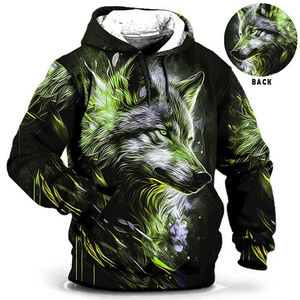Modello Vintage animale <span class=keywords><strong>lupo</strong></span> essenziale con stampa 3d felpa con cappuccio top leopardato a manica lunga Casual felpa con cappuccio tigre felpa con cappuccio oversize da uomo - Product Image 4