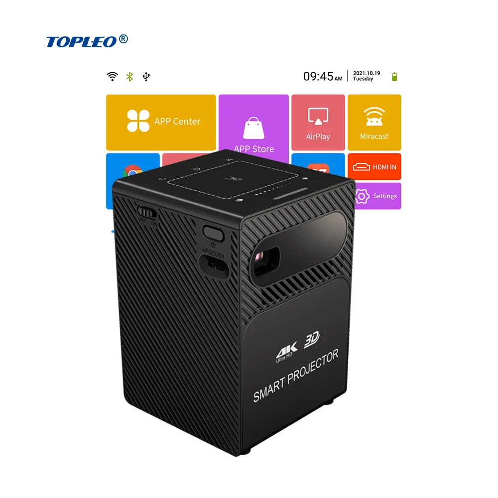 Topleo Projector Screen home projectors android 9 full hd portable 4k video projector