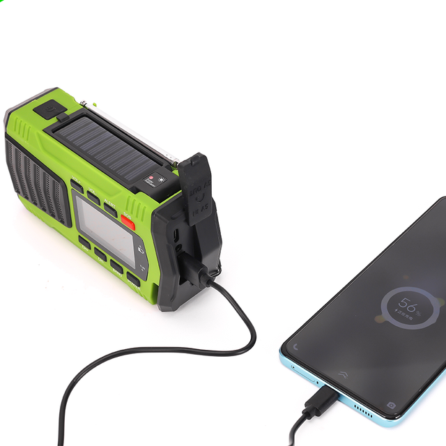 Emergency NOAA AM/FM Radio with Solar Panel SOS Alarm 4000mAh Power Bank Plastic Material Hand Crank & Flashlight