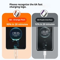 Câble de données USB-A/Type-C entièrement transparent 100W à charge rapide pour téléphones Android Honor, tablettes et voitures