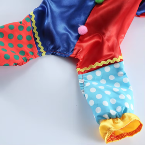 Nouvelle conception de costumes de <span class=keywords><strong>clown</strong></span> pour chiots, vêtements pour chiens mignons et colorés pour le cosplay avec des boules de pompons, un col à pois et un nœud papillon - Product Image 4