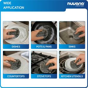 Spugne abrasive in acciaio inox per la pulizia intensiva della cucina, spugne metalliche resistenti alla ruggine - Product Image 4