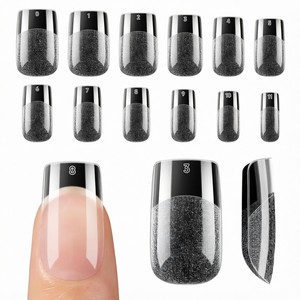 Vente en gros de faux ongles en amande personnalisés avec étiquette privée, designs variés, marbrés floraux, dorés brillants - Product Image 5