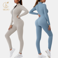 Combinaison de yoga moulante à manches longues pour femme, collection automne-hiver, séchage rapide, respirante, en Spandex/Nylon