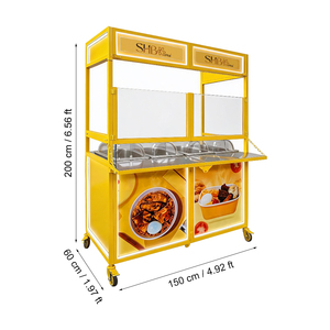 Chariot mobile pliable en acier inoxydable de couleur personnalisée |   Chariot d'exposition pliable pour la restauration rapide, le café et les en-cas de rue - Product Image 6