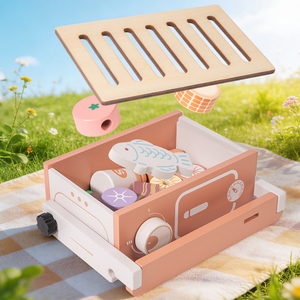 Jouet de barbecue en bois pour enfants, jeu de simulation de cuisine éducatif précoce - Product Image 6