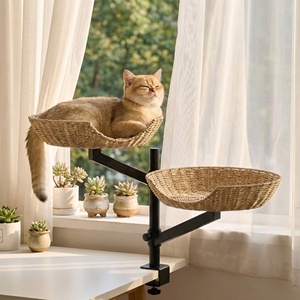 เตียงแมวไม้ยางพาราปรับระดับได้สไตล์มิดเซ็นจูรี่ เกรด ENF พร้อมเบาะเชือกฝ้ายทอมือ ใช้เป็นเตียงแมวแบบตั้งโต๊ะได้ - Product Image 1