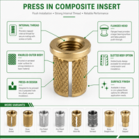 Insert Knurled Flanged Threaded Nut Komposit Tekan untuk Panel Fiberglass FRP Kustom OEM