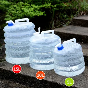 卸売3 L 5 Ltr 8リットル10リットル15リットルポータブルプラスチックブラダー折りたたみ式貯蔵水タンク蛇口付き