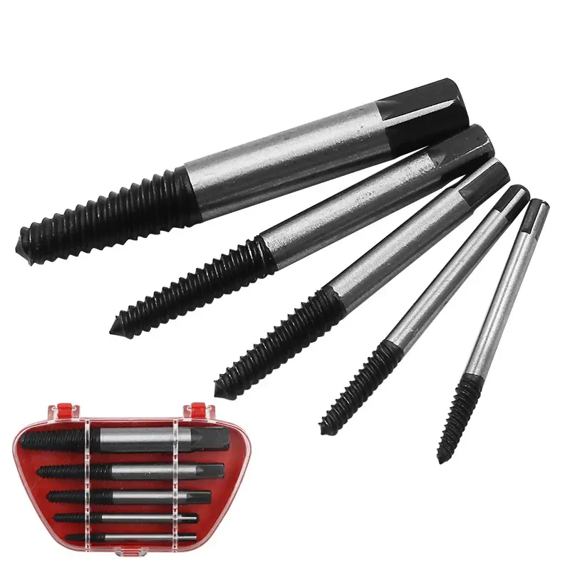 5Pcs Screw Extractor Center Drill Bits Guide Set Broken Damaged Bolt Remover Removal Speed Easy Out Set