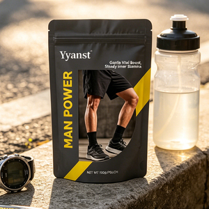 OEM ODM <b>Man</b> Power Vital Powder Gentle Vital Boost Steady Inner Stamina 100g Grey Yellow Window Stand <b>Pouch</b> - Product Image 3
