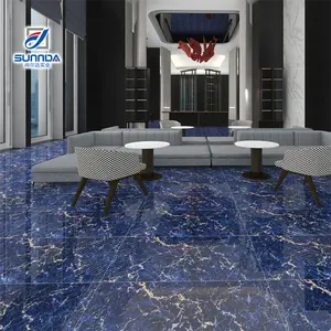 Sunnda 2023 Brucella black and Panda White Full Body Marble Glazed Polished Living room Porcelain Floor Tile