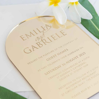 Enveloppes d'invitation de mariage personnalisées en velours beige, en plexiglas transparent givré, en acrylique, cartes RSVP dorées, impression dorée sur feuille pour