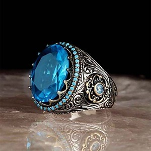 Grande Anello Rotondo Blu da Donna, Elegante Accessorio da Dito per Feste e Matrimoni, Idea Regalo - Product Image 2