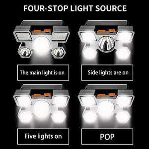 Wholesale Portable <b>LED</b> Five Hole <b>Work</b> <b>Light</b> Four Lighting Modes Lithium-Ion Battery USB Charging Indicator for Camping Use - Product Image 3
