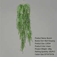 Planta Artificial de Interior con Hojas de Helecho Persa de Plástico, Tacto Real, para Colgar en la Pared, Accesorio para Bodas y Bares, Planta Verde Colgante de 30cm-100cm
