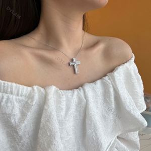 Dylam Hottest Collection 925 Silver Diamond 5a Accent <b>Cross</b> Pendant Necklace Vintage Style Pendant Jewelry Necklace - Product Image 6