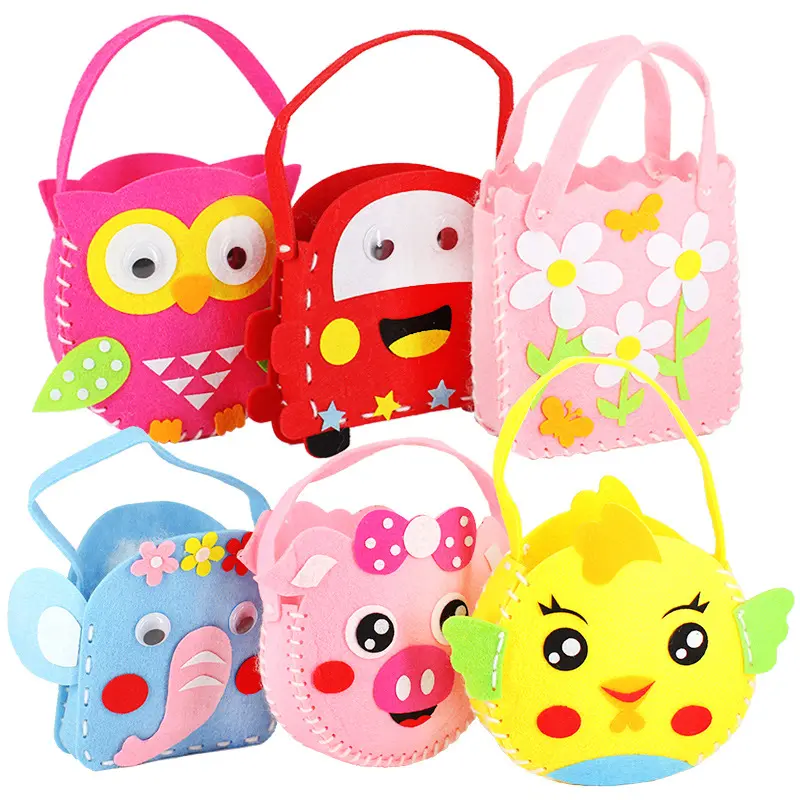 Cloth Material Tote Bag Nonwoven Children's Handmade DIY Paste Making Material Bag Toddler Hand Sewing Non-Woven Bags