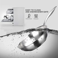 Poêle à frire professionnelle en acier inoxydable, compatible induction, avec couvercle en verre, passe au lave-vaisselle et au four, écologique |   Base lourde Stay-Cool Zinc