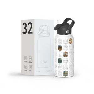 Botella de Agua Aislada al Vacío de Acero Inoxidable de 32oz/40oz con Pegatinas Coloridas, Libre de BPA, para Viajes a Parques Nacionales, Mantiene la Temperatura de 6-12 Horas - Product Image 1