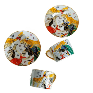European Luxury Eco-Friendly Modern Luxury <b>Tea</b> <b>Cups</b> and <b>Saucers</b> Bone China Circus Golden Coffee Set Gift Box - Product Image 5