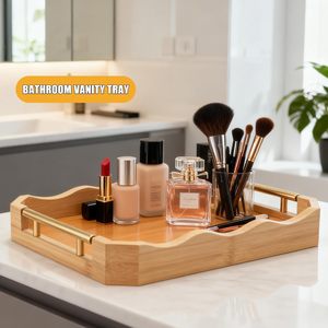 Bamboo Luxury <b>Tray</b>, Japanese Style, Household Storage Plate, Kitchen <b>Dinner</b> Plate, Bathroom Makeup Plate, Fruit Plate with - Product Image 4