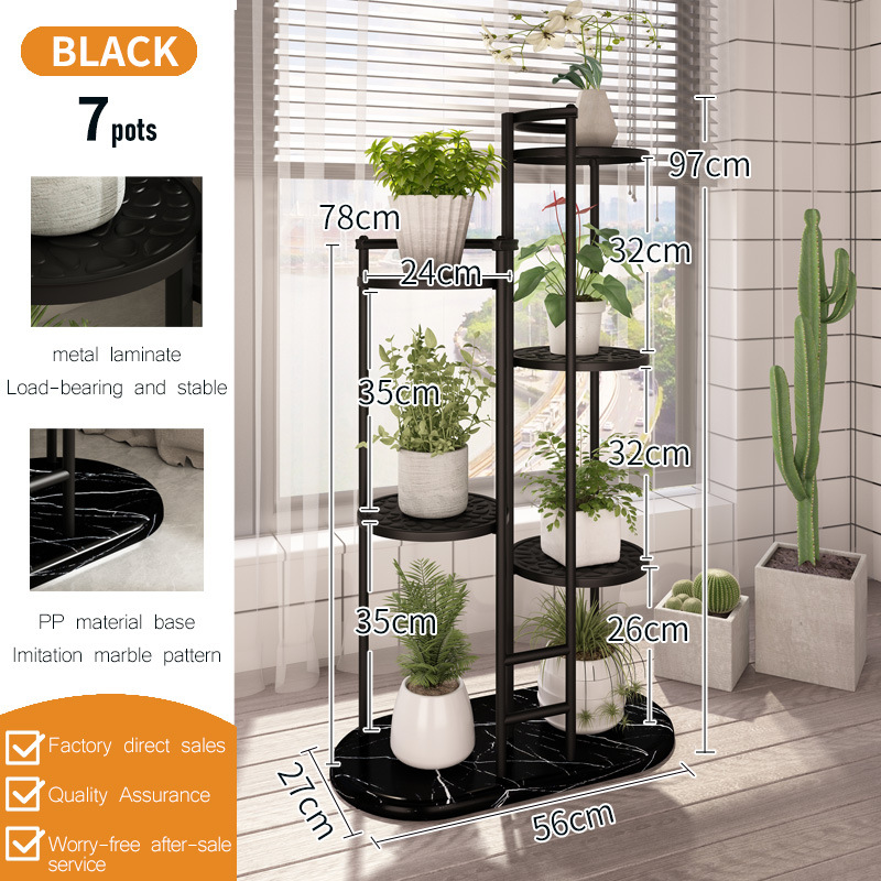 7 black plant stands