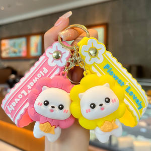 2025 Creative Cartoon <b>Cute</b> <b>Doll</b> Women's Luggage Small Pendant Kawaii Gift Silicone Sunflower Head Cover Cat Keychain - Product Image 1