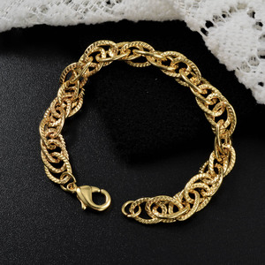 Pulsera de cobre de fábrica, moderna, texturizada, ovalada, antideslustre, chapada, unisex. - Product Image 5