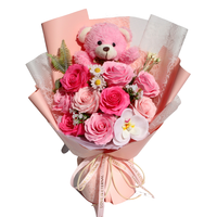 Realistisch geurende handgemaakte natuurlijke stijl duurzame plastic roos zeepbloemenboeket cadeau voor bruiloft, nieuwe baby, verjaardag, modieus