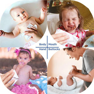 OEM 100% чистый хлопок и 99% очищенная вода ультра-мягкая и бережно ухаживает за влажными салфетками для младенцев, количество 720 (12 откидных пакетов по 60 штук) - Product Image 4