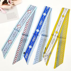 Spring Twill Custom Print Satin Silk Bag <b>Scarf</b> Long Skinny Waistband <b>Head</b> Wrist Neck for Women Handbag - Product Image 3