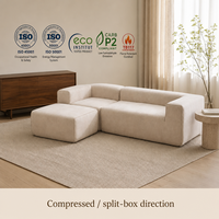 Ensemble de canapés modulaires carrés modernes en flanelle, emballés sous vide, pour projets d'appartements et d'hôtels, pour l'approvisionnement mondial