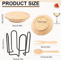 Ensemble de planches à charcuterie en bambou avec mini-assiettes à apéritif, fourchettes et cuillères – Motif uni pour les réunions de famille