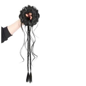 Peluca de moño con flequillo de flor y barba de dragón, larga, con corona alta, sin pegamento, estilo cola de caballo, Py620 - Product Image 1