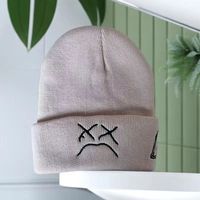 Chapeau d'hiver uni avec logo personnalisé, hommes femmes, logo personnalisé, bonnet chaud en tricot, bonnet drôle avec expression, bonnet avec logo brodé