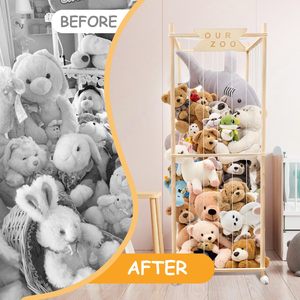 JQ Space Save organizzatore di giocattoli di <span class=keywords><strong>grande</strong></span> capacità di peluche porta animali in legno Zoo porta giocattoli per asilo nido camera da letto per bambini - Product Image 6