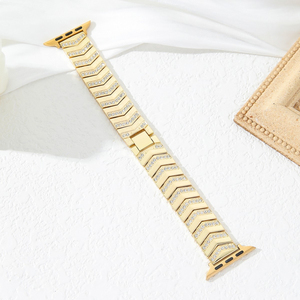 สายนาฬิกาข้อมือแบบเปลี่ยนได้สำหรับ Apple Watch Ultra 1/2/3 ขนาด 49 มม. ประดับเพชรและคริสตัลรูปตัววี ดีไซน์หรูหราสำหรับผู้หญิง - Product Image 4