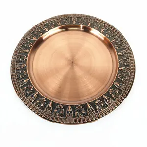 12 inch charger plate for formal dinners stainless steel dish plate with hammered round gold underplate for wedding party