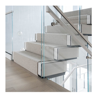 Nouvelles conceptions d'escalier droit flottant moderne pour appartement et maison duplex, en acier et bois, à double poutre, avec marches en bois et garde-corps en verre, durable