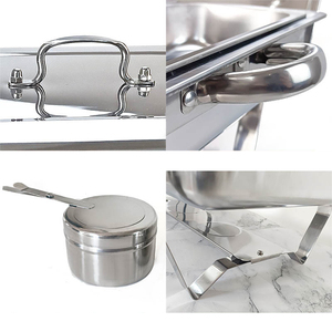 Réchaud de buffet rectangulaire épaissi à double bac en acier inoxydable, plat de cuisson professionnel, chauffe-plats, plat de service – Vente directe usine - Product Image 6