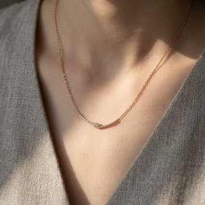 Top Quality Elegant Curve Shape Fine Jewelry Wholesale 18K <b>Solid</b> <b>Gold</b> Real Natural Diamond Curve <b>Pendant</b> Necklace For Women Gift - Product Image 5