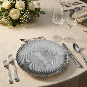 Assiettes de présentation rondes <span class=keywords><strong>élégante</strong></span>s en plastique PP doré, durables, de 13 pouces, avec motifs personnalisés pigmentés, pour mariages - Vente en gros 2026 - Product Image 3