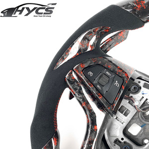 Volante Deportivo de 4 Radios, Personalizado, de Fibra de Carbono Forjada, con Costuras Rojas en Cuero - Product Image 2