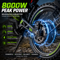 Moto tout-terrain électrique 8000W de puissance de pointe, 72V 36Ah, vitesse maximale de 85 km/h, suspension hydraulique, pneus tout-terrain pour les pilotes adultes