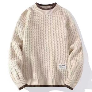 Sudadera informal de Color sólido para hombre, Otoño Invierno, nuevo Material de punto de manga larga con cuello levantado, suéteres cómodos - Product Image 1