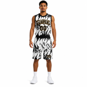 Basketball Uniform Sets Unisex 100% <b>Polyester</b> Lightweight Breathable Sleeveless Customized Team Name T-Strap Drawstring Closure - Product Image 4