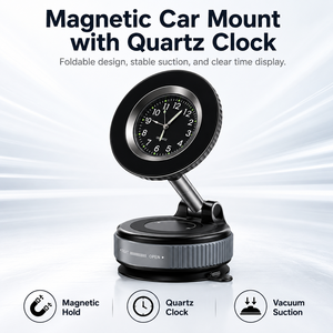 Soporte Magnético Metálico para Teléfono, Plegable, Rotación 360°, Altura Ajustable, con Ventosa, Compatible con RoHS y REACH, para Auto, GPS, MagSafe - Product Image 1